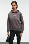 YANMESA Kadın Oversize Baskı Ve Nakış Detaylı Uzun Kollu Kapüşonlu Antrasit Sweatshirt