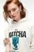 YANMESA Kadın Oversize Baskı Ve Nakış Detaylı Uzun Kollu Kapüşonlu Beyaz Sweatshirt