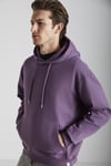 YOKOHAMA Erkek İçi Polarlı Yumuşacık Regular Kanguru Cepli Kapüşonlu Mor Sweatshirt