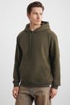 YOKOHAMA Erkek İçi Polarlı Yumuşacık Regular Kanguru Cepli Kapüşonlu Haki Sweatshirt