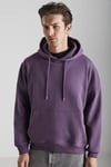 YOKOHAMA Erkek İçi Polarlı Yumuşacık Regular Kanguru Cepli Kapüşonlu Mor Sweatshirt