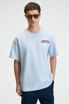 YUM Erkek Oversize Baskılı Yuvarlak Yaka Mavi T-Shirt
