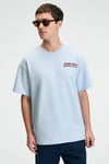 YUM Erkek Oversize Baskılı Yuvarlak Yaka Mavi T-Shirt