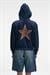 YUMEA Kadın Oversize Kapüşonlu Baskılı Lacivert Sweatshirt