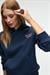 YUMEA Kadın Oversize Kapüşonlu Baskılı Lacivert Sweatshirt