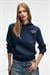 YUMEA Kadın Oversize Kapüşonlu Baskılı Lacivert Sweatshirt