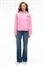 YUMEA Kadın Oversize Kapüşonlu Baskılı Pembe Sweatshirt