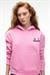 YUMEA Kadın Oversize Kapüşonlu Baskılı Pembe Sweatshirt