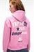 YUMEA Kadın Oversize Kapüşonlu Baskılı Pembe Sweatshirt
