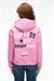 YUMEA Kadın Oversize Kapüşonlu Baskılı Pembe Sweatshirt