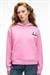 YUMEA Kadın Oversize Kapüşonlu Baskılı Pembe Sweatshirt