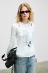 ZARABI Kadın Yumuşak Kumaşlı Halter Yakalı Uzun Kollu Beyaz T-Shirt