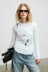 ZARABI Kadın Yumuşak Kumaşlı Halter Yakalı Uzun Kollu Beyaz T-Shirt