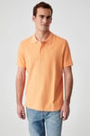 ZEKE Erkek Polo Yaka Relaxed Fit Patlı Düğmeli Kısa Kollu Turuncu T-Shirt