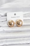 316L Çelik Gold Renk Top Model Kadın Küpe