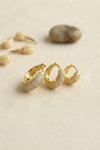 Gold Renk 3 lü Zirkon Taşlı Halka Küpe Set