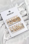 Pirinç Karışık Halka Model Gold Renk 6 Çift Kadın Küpe Set