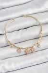 Pirinç Zirkon Taşlı Pembe Kalp Model Gold Renk Charm Bileklik