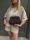 Acı Kahve Clutch Hasır Çanta