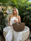Acı Kahve Oval Charlotte Hasır Çanta