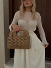 Camel Hasır Mng Clutch Çanta