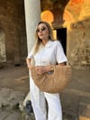 Camel Hasır Oval Çanta