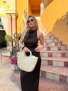 Krem Oval Charlotte Hasır Çanta