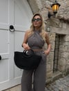 Siyah Oval Charlotte Hasır Çanta