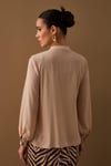 FULAR DETAYLI CAMEL BLUZ