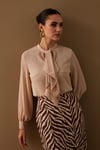 FULAR DETAYLI CAMEL BLUZ