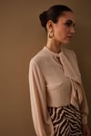 FULAR DETAYLI CAMEL BLUZ