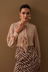 FULAR DETAYLI CAMEL BLUZ