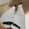 KEMERLİ DUBLE PAÇA GÖRÜNÜM PANTOLON BEYAZ