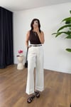 KEMERLİ DUBLE PAÇA GÖRÜNÜM PANTOLON BEYAZ