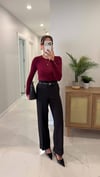 KEMERLİ DUBLE PAÇA GÖRÜNÜM PANTOLON SİYAH