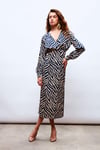 ZEBRA DESENLİ SATEN YIRTMAÇLI  ETEK