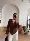 ZIMBALI ASİMETRİK BLUZ KAHVE