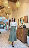 3857-BEJE HAKİ KAŞKORSE ALT POPLİN KEMERLİ ELBİSE
