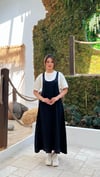 4059-Siyah İki Parça Görünümlü Askılı Jile Elbise
