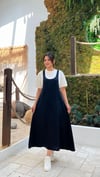 4059-Siyah İki Parça Görünümlü Askılı Jile Elbise