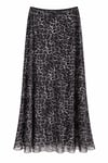 4162- Siyah Leopar Desenli Uzun Şifon Etek