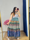 İpek Patchwork Straplez Elbise -50