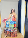 İpek Patchwork Straplez Elbise -51