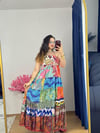 İpek Patchwork Straplez Elbise -51