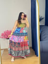 İpek Patchwork Straplez Elbise -52