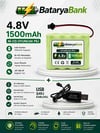 4.8V 1500mAh Oyuncak Araba Pili Bataryası + USB Şarj Cihazı Siyah Soketli Ni-MH Şarjlı Batarya Seti