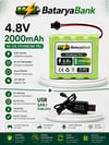 4.8V 2000mAh Oyuncak Araba Pili Siyah Soket | USB Şarj Cihazlı Yedek Batarya
