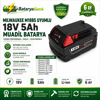 BataryaBank Milwaukee M18B5 Uyumlu 18V 5Ah ( 5000mAh ) Li-ion Muadil Matkap Bataryası