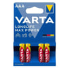 Varta Longlife Max Power AAA 4'lü Alkaline Pil 1.5V LR03 İnce Kalem Pil | Yüksek Performans