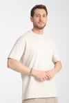 2857 Massimo Erkek Bej %100 Supima Pamuk Esnek Kumaş Regular Fit Bisiklet Yaka Tişört